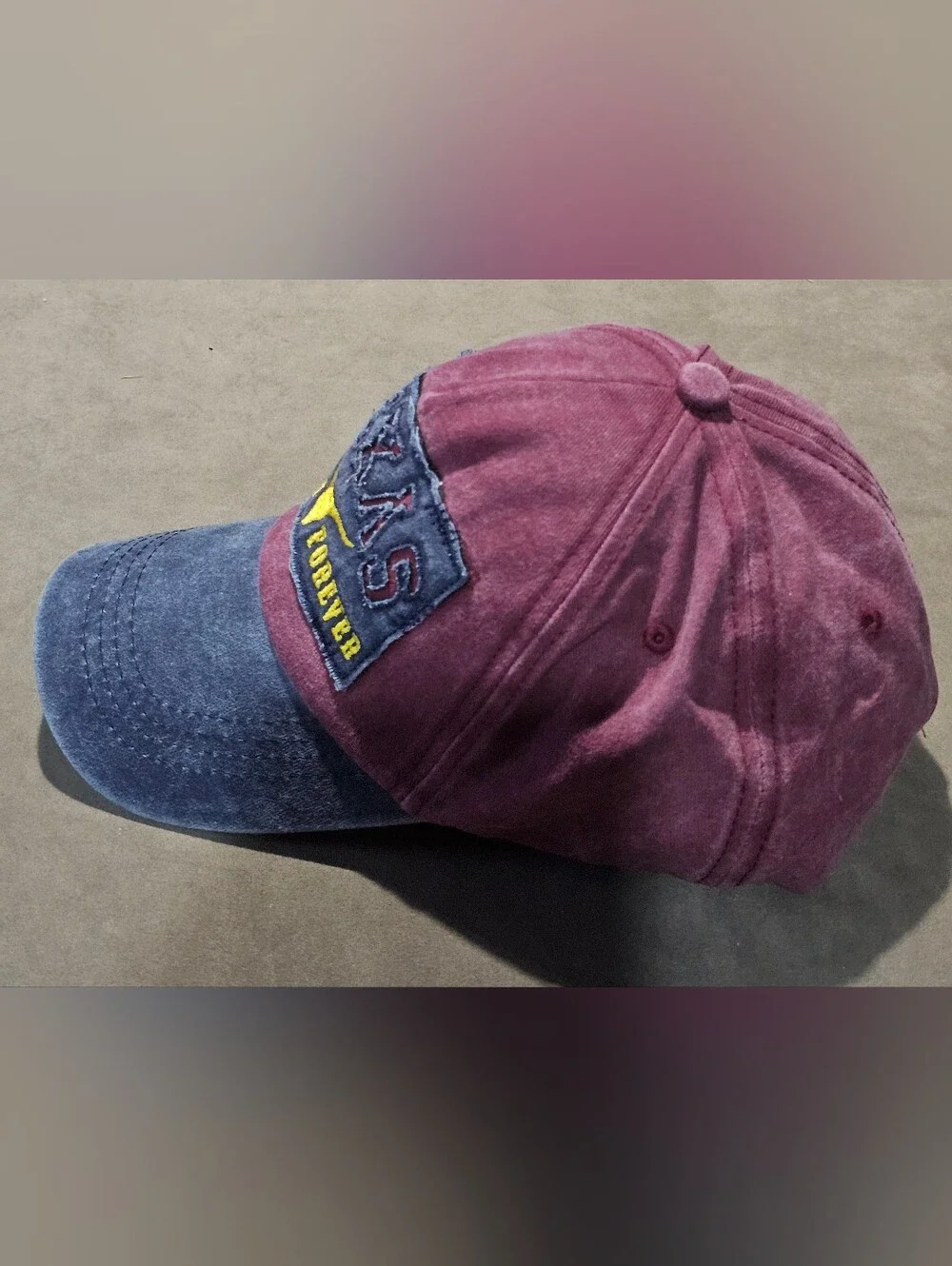 Vintage Hat Texas Country Forever Two-Tone Maroon & Blue Baseball Cap